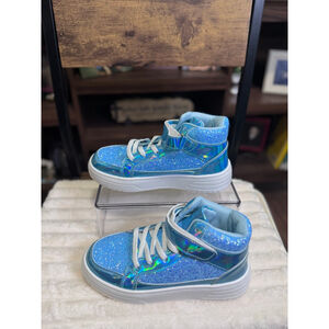 Kids High-Top Glitter Sneakers in Blue